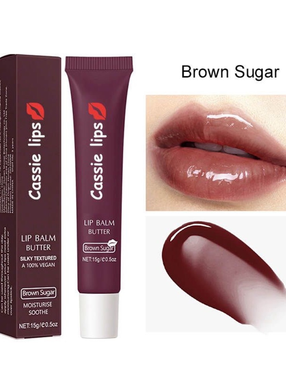 Cassie Lips Brown Sugar Lip Balm Butter - Hydrating Brown Tint